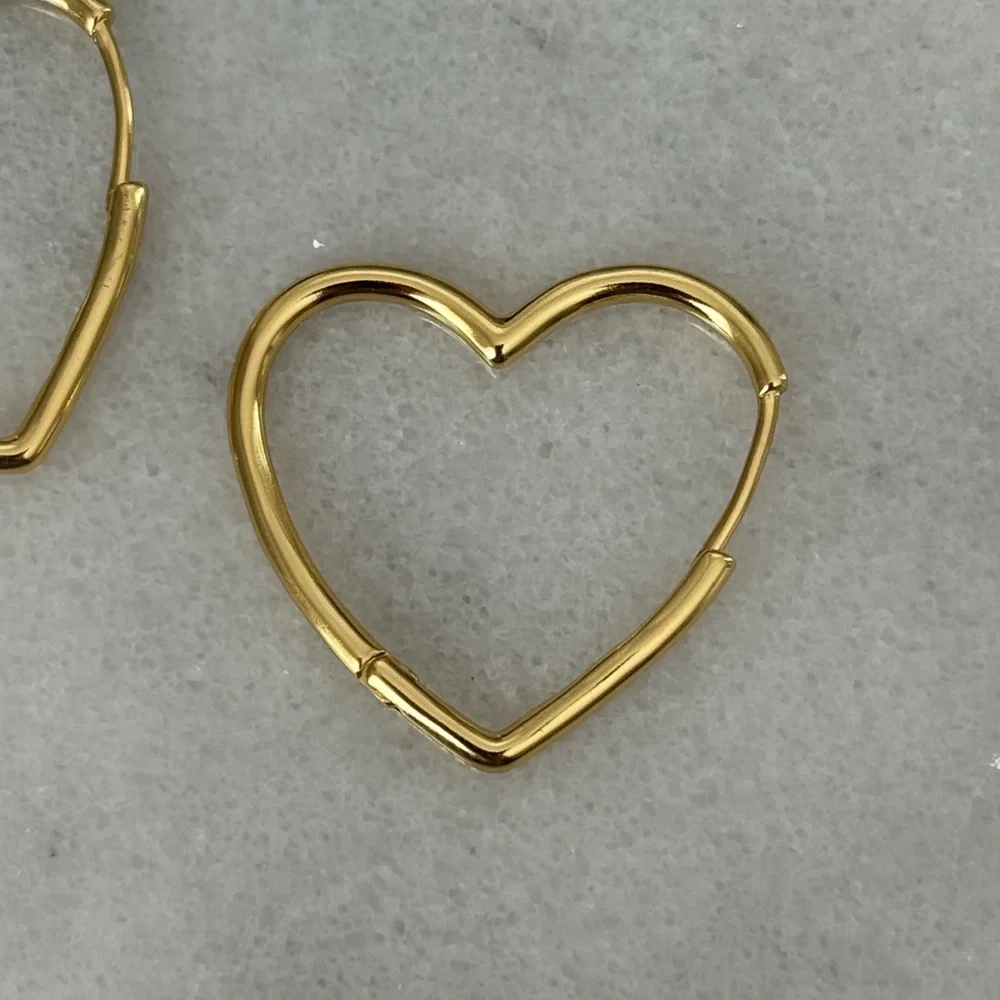 Gold Heart Shaped Hoop Earrings Brand New